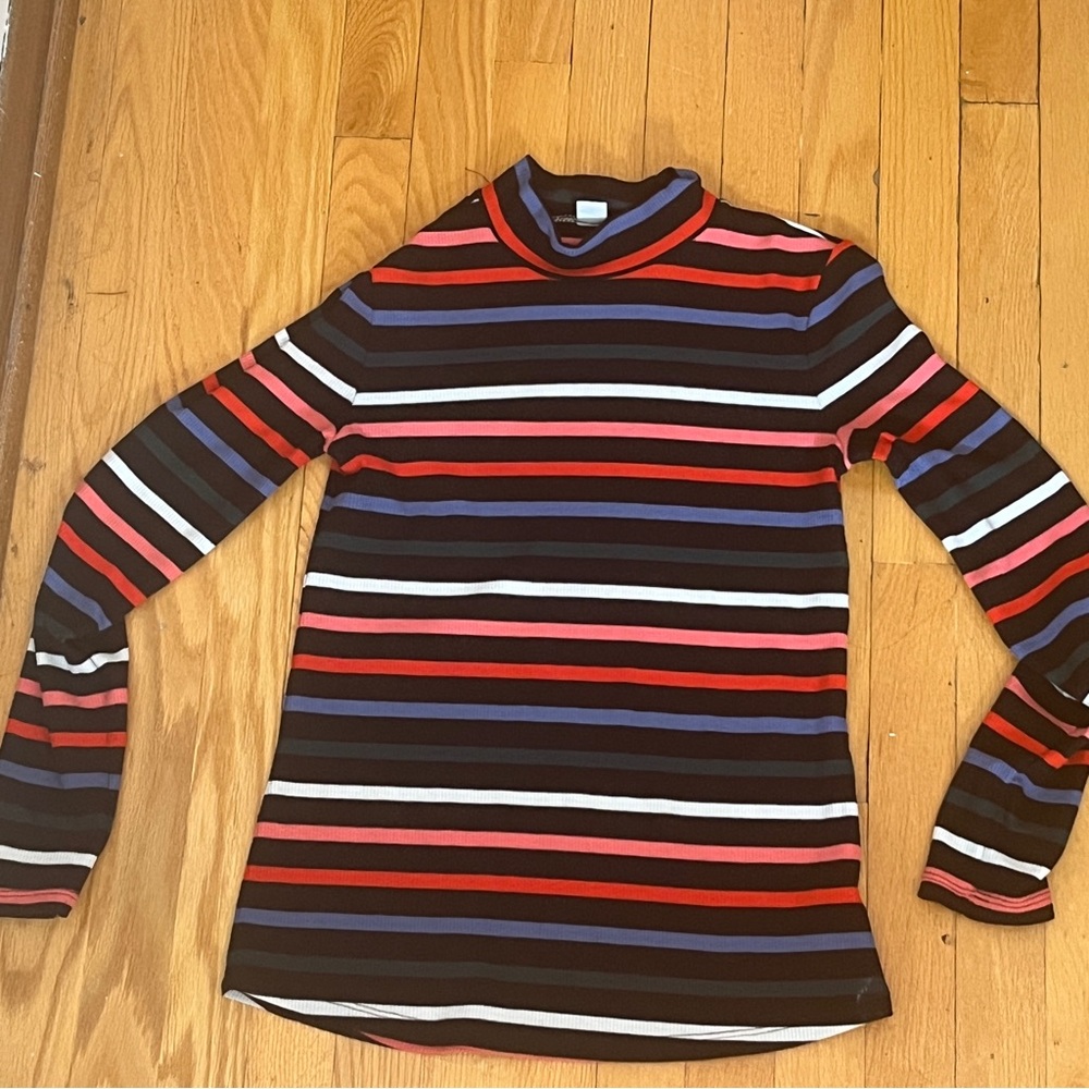 Striped Long Sleeve Mock Neck